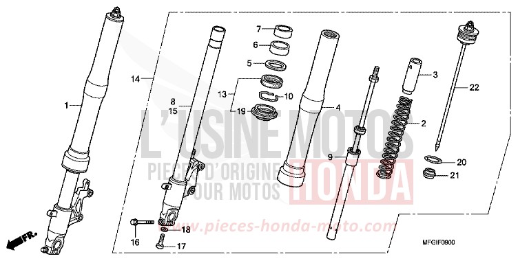 GABEL, VORNE von Hornet ABS PEARL COOL WHITE (NHA16) von 2010
